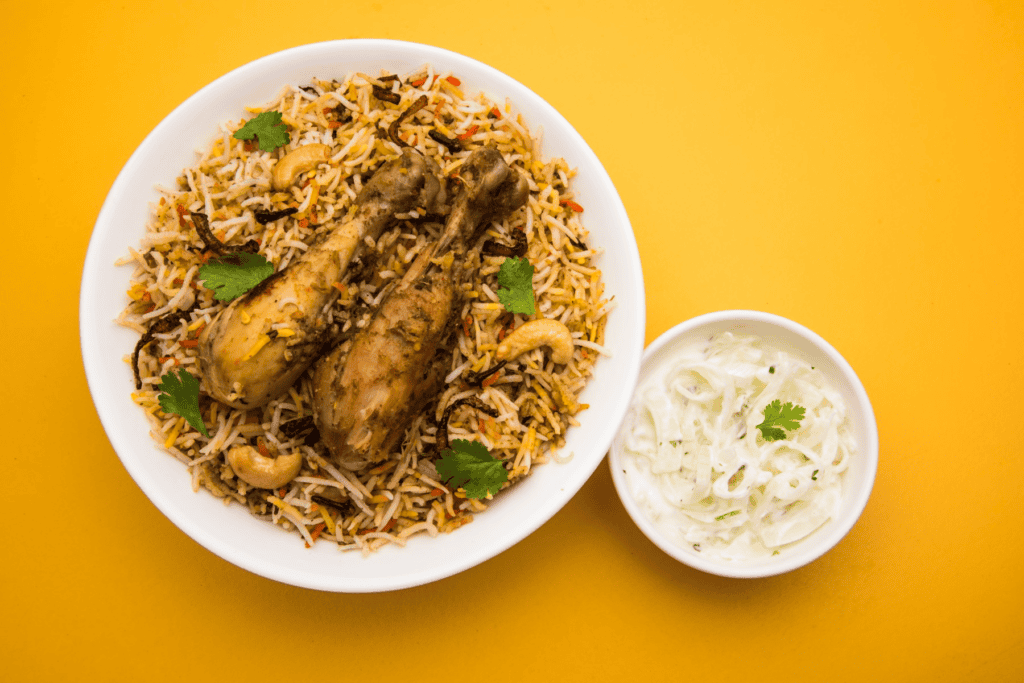 indian chicken biryani with raita - darbar wenty - A Taste of India in Sydney